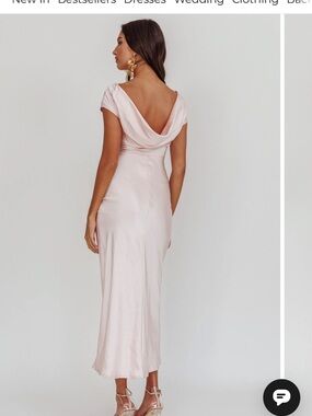 Loveland Cap Sleeve Cowl Back Midi Dress Blush
